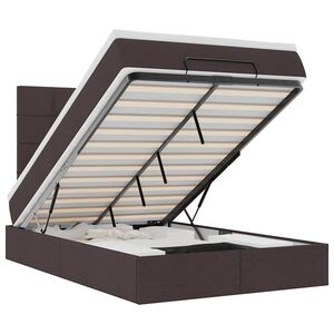 vidaXL Ottoman-Bett mit Matratze & LEDs Dunkelbraun 120x200 cm Stoff