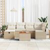 vidaXL Garten-Sofa-Set mit Kissen mit Speicher 7 pcs Beige Poly Rattan