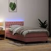 vidaXL Boxspringbett mit Matratze & LED Rosa 80x210 cm Samt