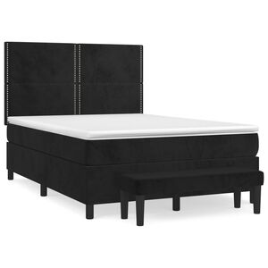 vidaXL Boxspringbett mit Matratze Schwarz 140x190 cm Samt