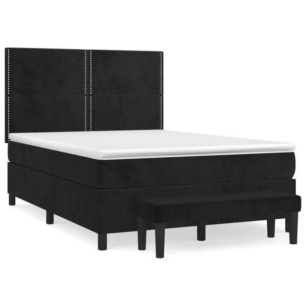 vidaXL Boxspringbett mit Matratze Schwarz 140x190 cm Samt