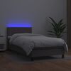 vidaXL Boxspringbett mit Matratze & LED Grau 90x200 cm Kunstleder