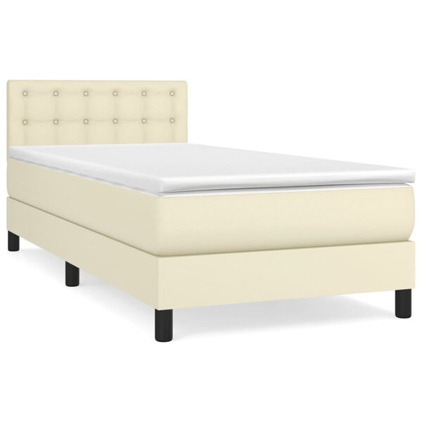 vidaXL Boxspringbett mit Matratze Creme 100x200 cm Kunstleder