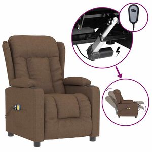 vidaXL Massagesessel Elektrisch Braun Stoff