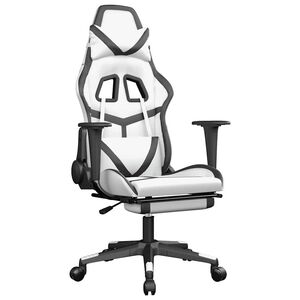 vidaXL Gaming-Stuhl mit Massage & Fu&szlig;st&uuml;tze Wei&szlig; & Schwarz Kunstleder