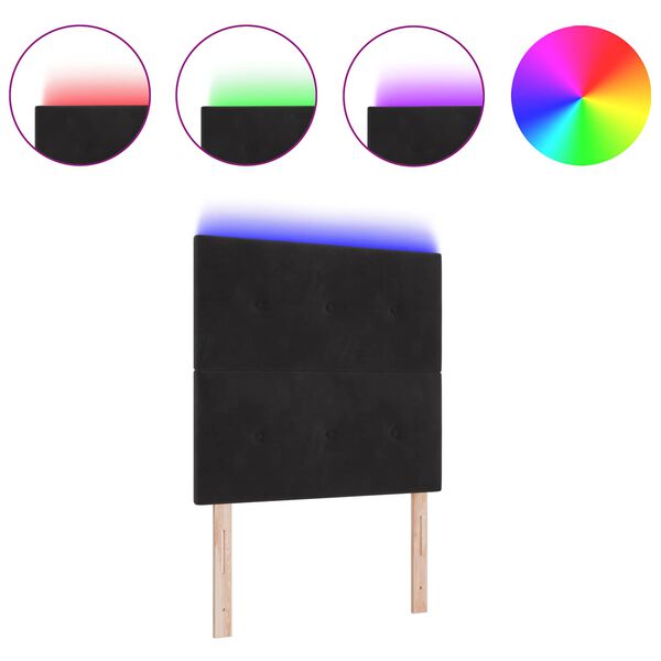 vidaXL LED Kopfteil mit LED-Lichtleisten Schwarz 100 cm Polyester