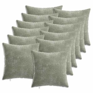 vidaXL Kissenbezug 12 stk. HEERLEN Gr&uuml;n 40 x 40 cm Chenille-Stoff