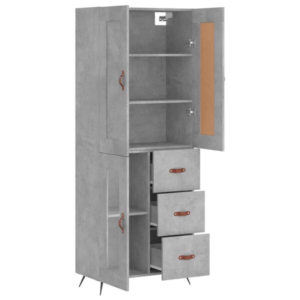 vidaXL Highboard Betongrau 69,5x34x180 cm Holzwerkstoff