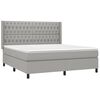 vidaXL Boxspringbett mit Matratze & LED Hellgrau 180x200 cm Stoff