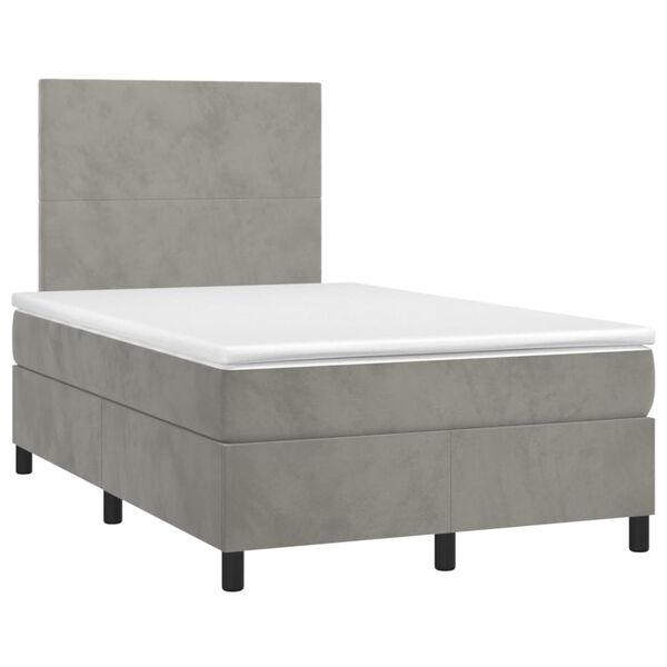 vidaXL Boxspringbett mit Matratze Hellgrau 120x190 cm Samt