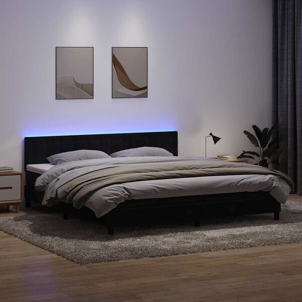vidaXL Boxspringbett mit Matratze & LED Schwarz 180x210 cm Samt