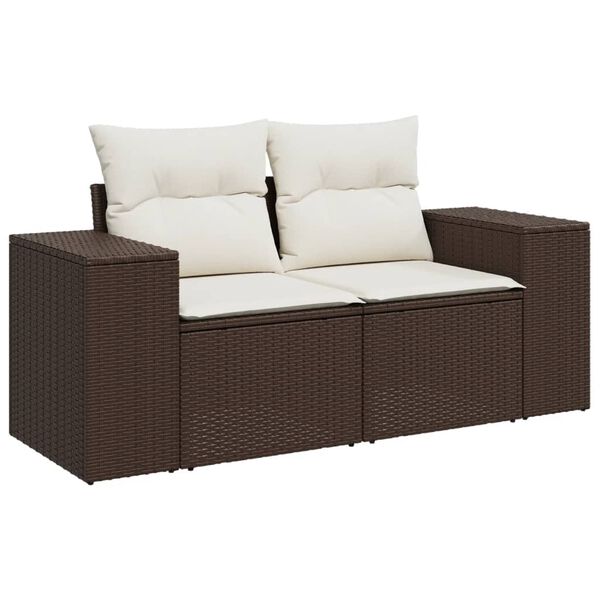 vidaXL 7-tlg. Garten-Sofagarnitur mit Kissen Braun Poly Rattan