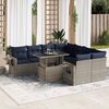 vidaXL 9-tlg. Garten-Sofagarnitur mit Kissen Grau Poly Rattan