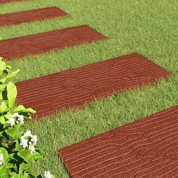 vidaXL Gehwegstein 6 pcs Rot 60,5 x 25 x 2 cm Gummi