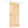 vidaXL Schiebet&uuml;r Nat&uuml;rlich und Wei&szlig; 95 x 210 cm Massivkiefer