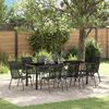 vidaXL Garten Essgruppe 9 pcs Schwarz Pulverbeschichteter Stahl