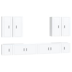 vidaXL 8-tlg. TV-Schrank-Set Wei&szlig; Holzwerkstoff