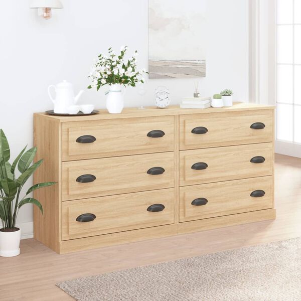 vidaXL Sideboards 2 Stk. Sonoma-Eiche Holzwerkstoff