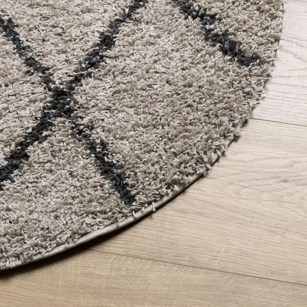 vidaXL Shaggy-Teppich PAMPLONA Hochflor Modern Beige Anthrazit Ø 240cm