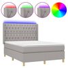 vidaXL Boxspringbett mit Matratze & LED Hellgrau 140x190 cm Stoff