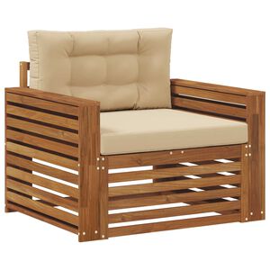 vidaXL Outdoor-Sofa Massives Akazienholz und Polyester Natur und Beige