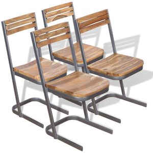 vidaXL Esszimmerst&uuml;hle 4 Stk. Massivholz Teak