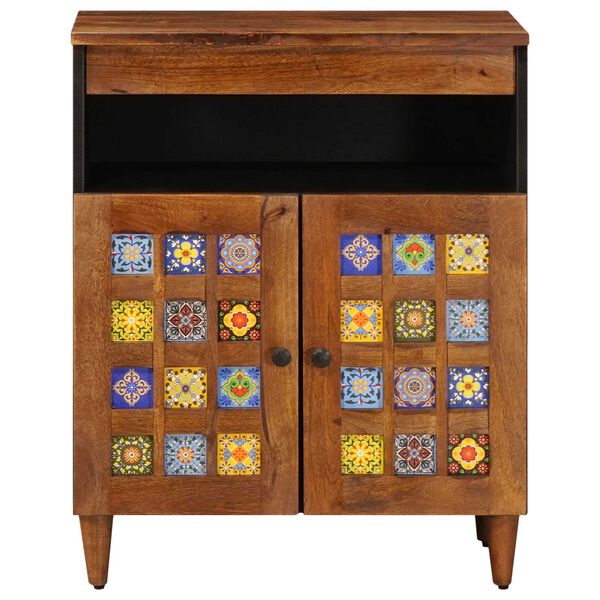 vidaXL Sideboard mit Speicher Walnuss 60 x 33 x 75 cm Massivholz Mango