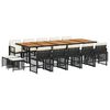 vidaXL 15-tlg. Garten-Essgruppe mit Kissen Schwarz Poly Rattan
