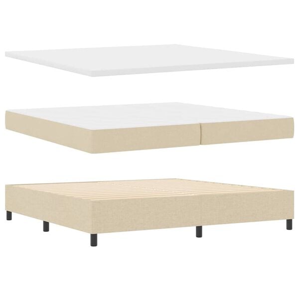 vidaXL Boxspringbett mit Matratze Creme 200 x 200 cm Stoff