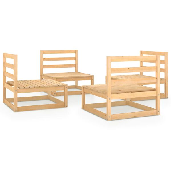 vidaXL 4-tlg. Garten-Lounge-Set Massivholz Kiefer