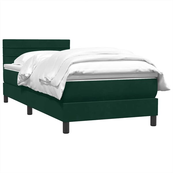 vidaXL Boxspringbett mit Matratze Dunkelgr&uuml;n 100x210 cm Samt
