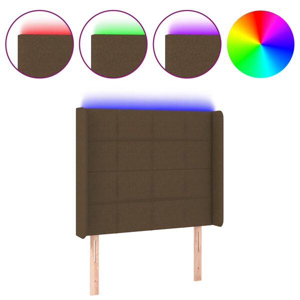 vidaXL LED Kopfteil Dunkelbraun 83x16x118/128 cm Stoff