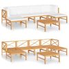 vidaXL 7-tlg. Garten-Lounge-Set mit Creme Kissen Massivholz Teak