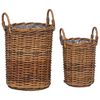vidaXL Blumentopfkorb mit Speicher 2 pcs Braun Kubu Rattan