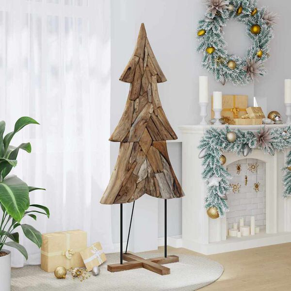 vidaXL Weihnachtsbaum mit Ständer Braun 180 cm Massivholz Teak