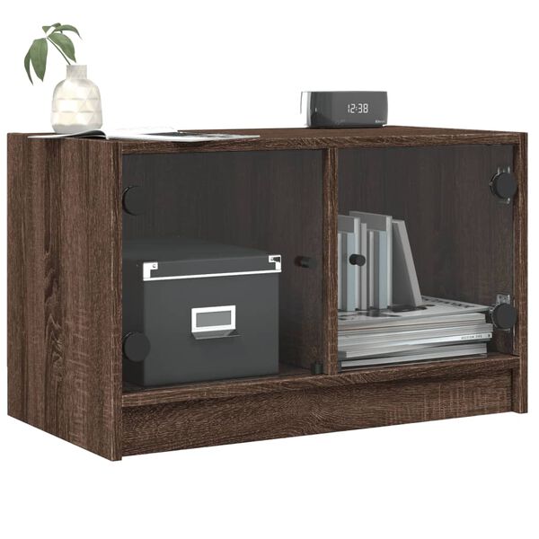 vidaXL TV-Schrank mit Glast&uuml;ren Braun Eichen-Optik 68x37x42 cm