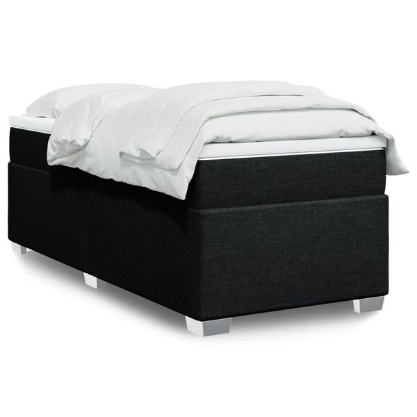 vidaXL Boxspringbett mit Matratze Schwarz 90x190 cm Stoff