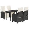 vidaXL 5-tlg. Garten-Essgruppe mit Kissen Schwarz Poly Rattan