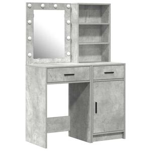 vidaXL Schminktischset mit LED mit T&uuml;r 2 pcs Beton Grau Holzwerkstoff