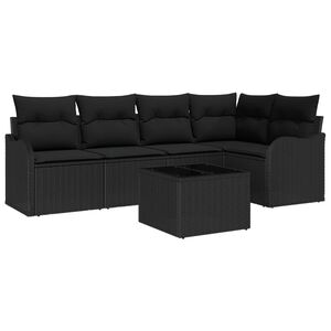 vidaXL Gartensofa-set mit Speicher 6 pcs Schwarz Poly-Rattan