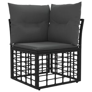 vidaXL Modulares Outdoor-Ecksofa Schwarz Poly-Rattan