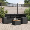vidaXL 5-tlg. Garten-Sofagarnitur mit Kissen Schwarz Poly Rattan
