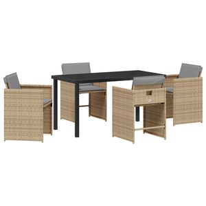 vidaXL Garten Essgruppe 5 pcs Beige Poly-Rattan