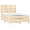 vidaXL Boxspringbett mit Matratze Creme 140x200 cm Stoff