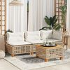 vidaXL Gartentisch Beige 55x55x36 cm Poly Rattan Akazienholz