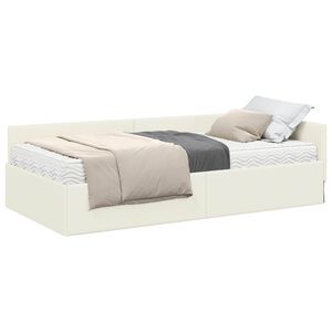 vidaXL Eckbettgestell mit Matratze Sonstiges 2 stk. Creme Samt