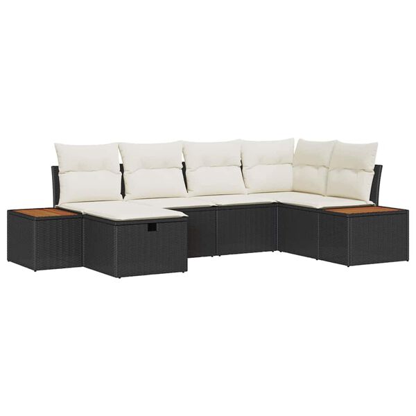 vidaXL Gartensofa-set mit Kissen 6 pcs Schwarz Poly-Rattan