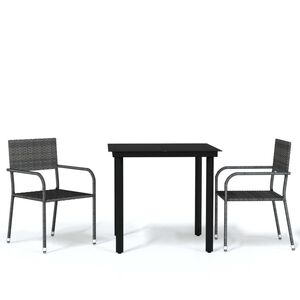 vidaXL 3-tlg. Garten-Essgruppe Grau