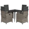 vidaXL 5-tlg. Garten-Essgruppe mit Kissen Grau Poly Rattan