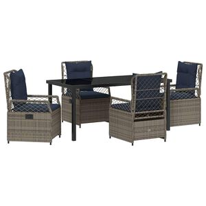 vidaXL Garten Essgruppe 5 pcs Grau Poly-Rattan